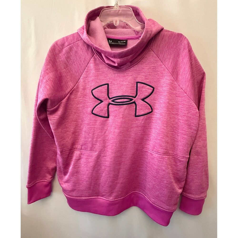 Under Armour ColdGear Pink Space Dye Hoodie Womens XL Loose Fleece Pullover
